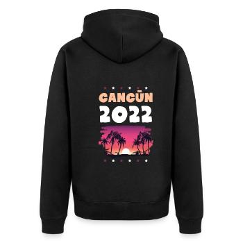 Cancun 2022 - Unisex Premium Bio Zip Hoodie - Schwarz - Hinten - Nico (187cm)