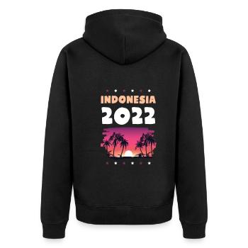 Indonesia 2022 - Unisex Premium Bio Zip Hoodie - Schwarz - Hinten - Nico (187cm)