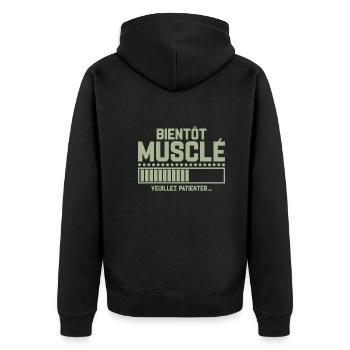 Bientôt Musclé Veuillez Patienter - Veste à capuche bio Premium Unisexe - noir - Dos - Nico (187cm)