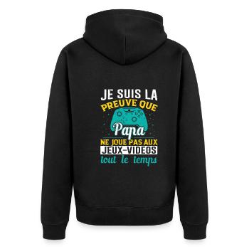 Gamer Papa Fête Des Pères Console Idée Cadeau Geek - Veste à capuche bio Premium Unisexe - noir - Dos - Nico (187cm)