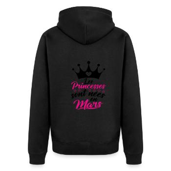 Les Princesses Sont Nées En Mars - Veste à capuche bio Premium Unisexe - noir - Dos - Nico (187cm)