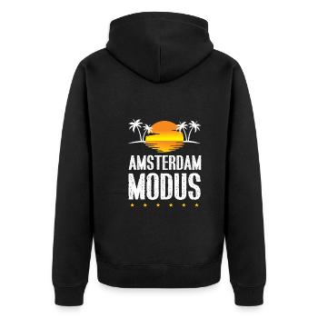 Amsterdam Mode - Unisex Premium Organic Zip Hoodie - black - Back - Nico (187cm)