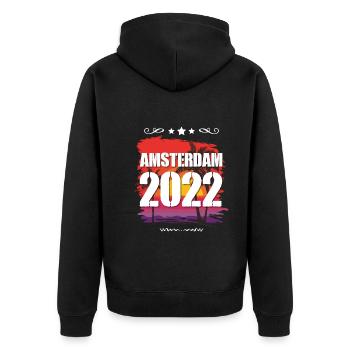 Amsterdam 2022 - Unisex Premium Organic Zip Hoodie - black - Back - Nico (187cm)