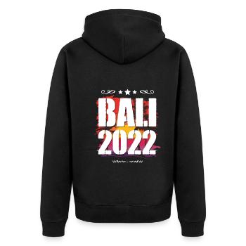 Bali 2022 - Unisex Premium Bio Zip Hoodie - Schwarz - Hinten - Nico (187cm)