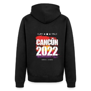 Cancun 2022 - Unisex Premium Organic Zip Hoodie - black - Back - Nico (187cm)