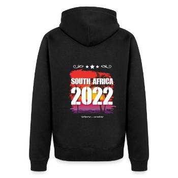 South Africa 2022 - Unisex Premium Bio Zip Hoodie - Schwarz - Hinten - Nico (187cm)