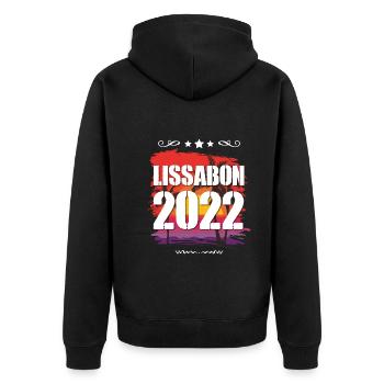 Lissabon 2022 - Unisex Premium Bio Zip Hoodie - Schwarz - Hinten - Nico (187cm)