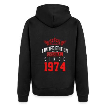 Édition limitée 1974 - Veste à capuche bio Premium Unisexe - noir - Dos - Nico (187cm)
