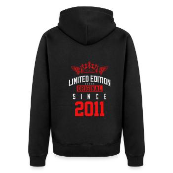 2011 limited edition - Unisex Premium Bio Zip Hoodie - Schwarz - Hinten - Nico (187cm)