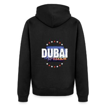 Dubai - Unisex Premium Bio Zip Hoodie - Schwarz - Hinten - Nico (187cm)