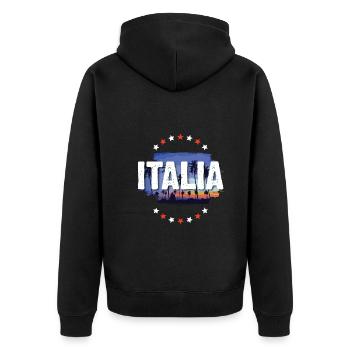Italia - Unisex Premium Organic Zip Hoodie - black - Back - Nico (187cm)