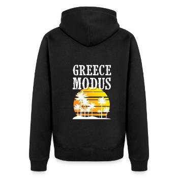 Greece Modus - Unisex Premium Bio Zip Hoodie - Schwarz - Hinten - Nico (187cm)