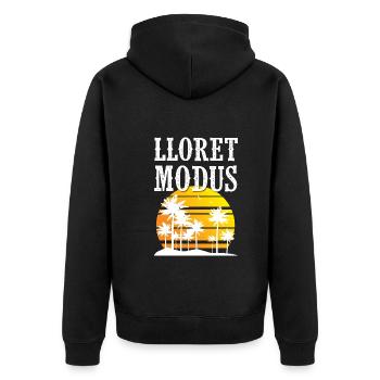 Lloret De Mar Modus - Unisex Premium Bio Zip Hoodie - Schwarz - Hinten - Nico (187cm)