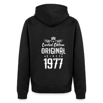 1977 limited edition - Unisex Premium Organic Zip Hoodie - black - Back - Nico (187cm)