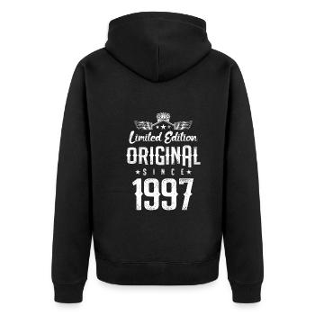 1997 limited edition - Unisex Premium Bio Zip Hoodie - Schwarz - Hinten - Nico (187cm)