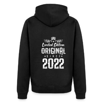 2022 limited edition - Unisex Premium Organic Zip Hoodie - black - Back - Nico (187cm)