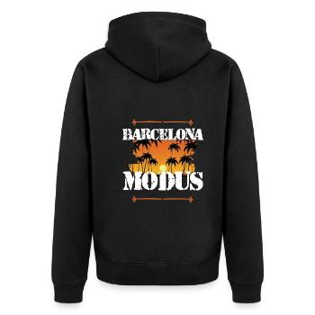 Barcelona Modus - Unisex Premium Bio Zip Hoodie - Schwarz - Hinten - Nico (187cm)