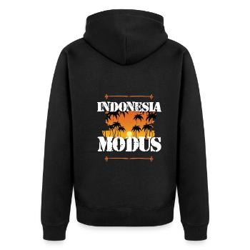 Indonesia Modus - Unisex Premium Bio Zip Hoodie - Schwarz - Hinten - Nico (187cm)