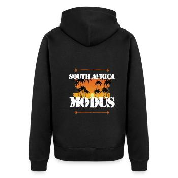 South Africa Modus - Unisex Premium Bio Zip Hoodie - Schwarz - Hinten - Nico (187cm)