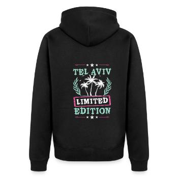 Tel Aviv Limited Edition - Unisex Premium Organic Zip Hoodie - black - Back - Nico (187cm)