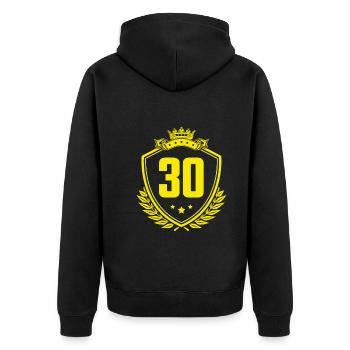 30 Zahl Wappen - Unisex Premium Bio Zip Hoodie - Schwarz - Hinten - Nico (187cm)