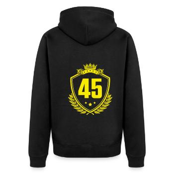 45 Zahl Wappen - Unisex Premium Bio Zip Hoodie - Schwarz - Hinten - Nico (187cm)