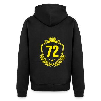 72 Zahl Wappen - Unisex Premium Bio Zip Hoodie - Schwarz - Hinten - Nico (187cm)