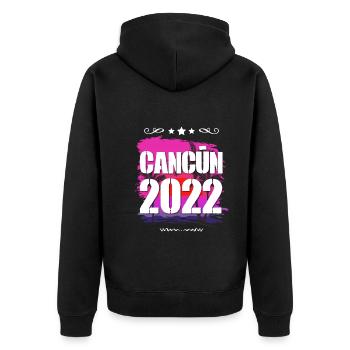 Cancun 2022 - Unisex Premium Bio Zip Hoodie - Schwarz - Hinten - Nico (187cm)