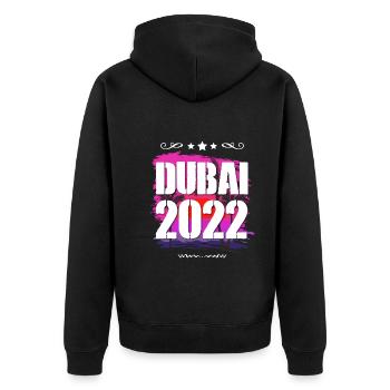 Dubai 2022 - Unisex Premium Bio Zip Hoodie - Schwarz - Hinten - Nico (187cm)