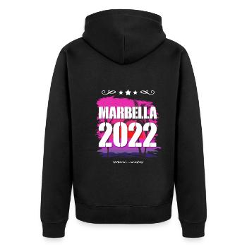 Marbella 2022 - Unisex Premium Bio Zip Hoodie - Schwarz - Hinten - Nico (187cm)