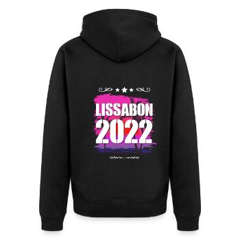 Lissabon 2022 - Unisex Premium Bio Zip Hoodie - Schwarz - Hinten - Nico (187cm)
