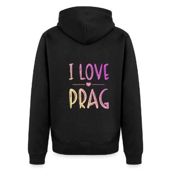 I Love Prag - Unisex Premium Bio Zip Hoodie - Schwarz - Hinten - Nico (187cm)