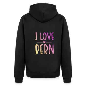 J’aime Berne - Veste à capuche bio Premium Unisexe - noir - Dos - Nico (187cm)