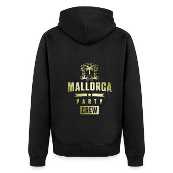 Mallorca Party Crew - Unisex Premium Bio Zip Hoodie - Schwarz - Hinten - Nico (187cm)