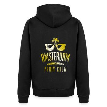 Amsterdam Party Crew - Unisex Premium Organic Zip Hoodie - black - Back - Nico (187cm)