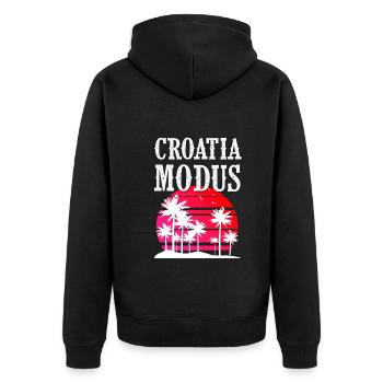 Croatia Modus - Unisex Premium Bio Zip Hoodie - Schwarz - Hinten - Nico (187cm)