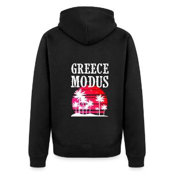 Greece Modus - Unisex Premium Bio Zip Hoodie - Schwarz - Hinten - Nico (187cm)
