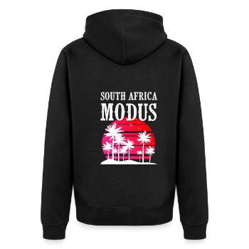 South Africa Modus - Unisex Premium Bio Zip Hoodie - Schwarz - Hinten - Nico (187cm)