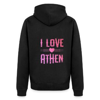 J’aime Athènes - Veste à capuche bio Premium Unisexe - noir - Dos - Nico (187cm)