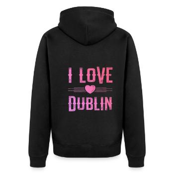 I Love Dublin - Unisex Premium Organic Zip Hoodie - black - Back - Nico (187cm)