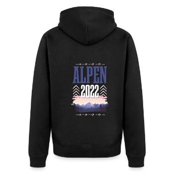 Alpen 2022 - Unisex Premium Bio Zip Hoodie - Schwarz - Hinten - Nico (187cm)