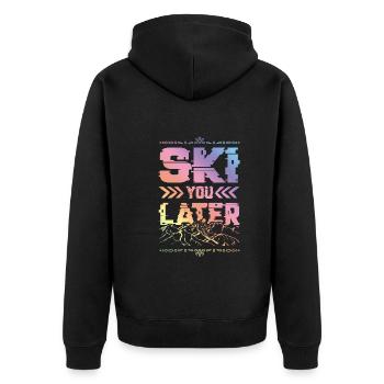 ski skiing - Unisex Premium Organic Zip Hoodie - black - Back - Nico (187cm)