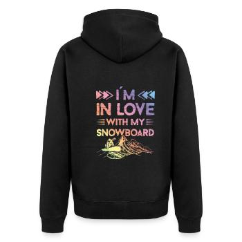 love Snowboarding - Unisex Premium Bio Zip Hoodie - Schwarz - Hinten - Nico (187cm)