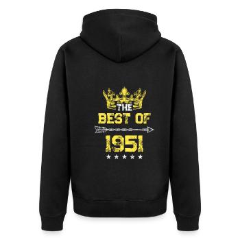 1951 best of Geburtstag - Unisex Premium Bio Zip Hoodie - Schwarz - Hinten - Nico (187cm)