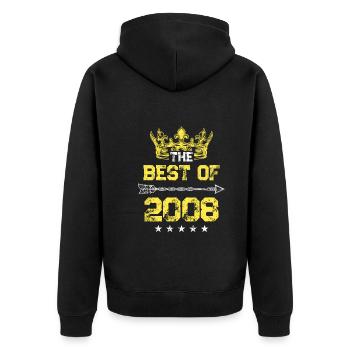 2008 best of Geburtstag - Unisex Premium Bio Zip Hoodie - Schwarz - Hinten - Nico (187cm)