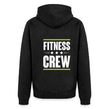Fitness Crew - Unisex Premium Bio Zip Hoodie - Schwarz - Hinten - Nico (187cm)