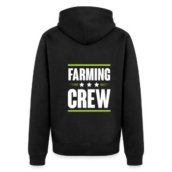 Farming Crew - Unisex Premium Bio Zip Hoodie - Schwarz - Hinten - Nico (187cm)