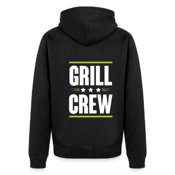 Grill Crew - Unisex Premium Bio Zip Hoodie - Schwarz - Hinten - Nico (187cm)