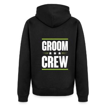 Groom Crew - Unisex Premium Bio Zip Hoodie - Schwarz - Hinten - Nico (187cm)