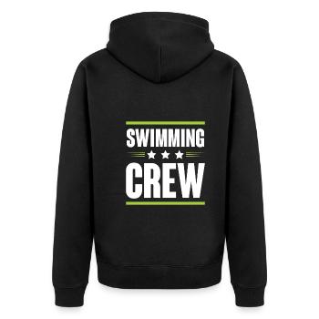 Swimming Crew - Unisex Premium Organic Zip Hoodie - black - Back - Nico (187cm)
